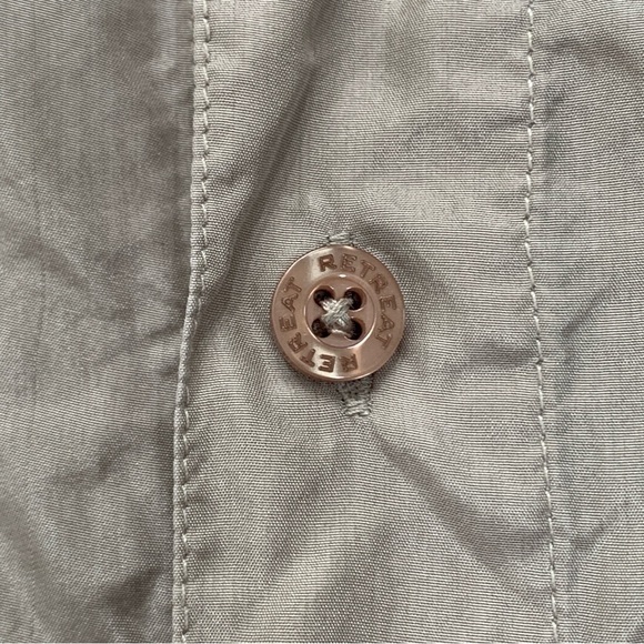 Retreat Shirt Mens Medium Brown Tan 100% Silk Lightweight Loose Oversized Unisex - Picture 5 of 7